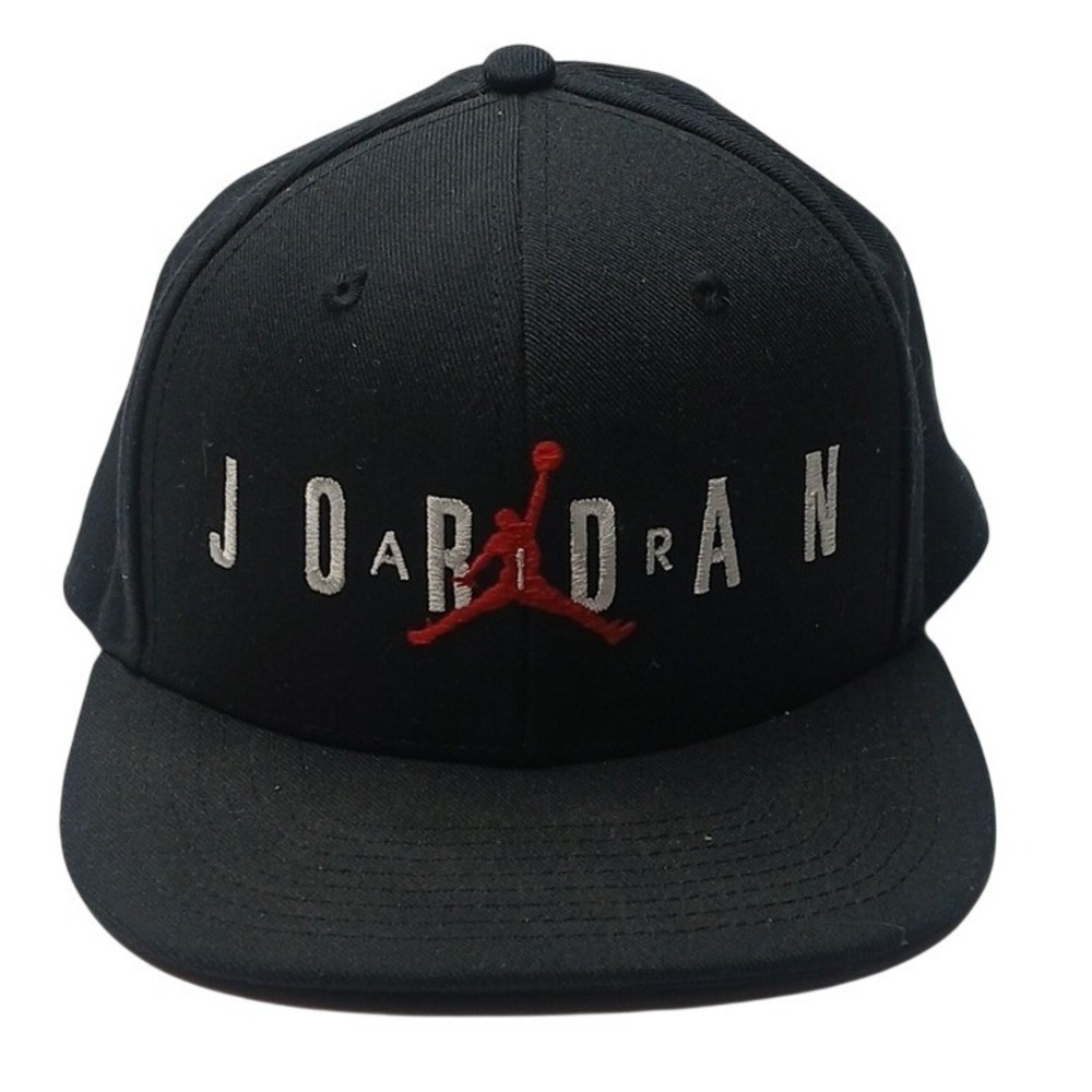 Jordan Snapback Hat Kids Youth Black Red Jumpman Embroidered Flat Brim Cap